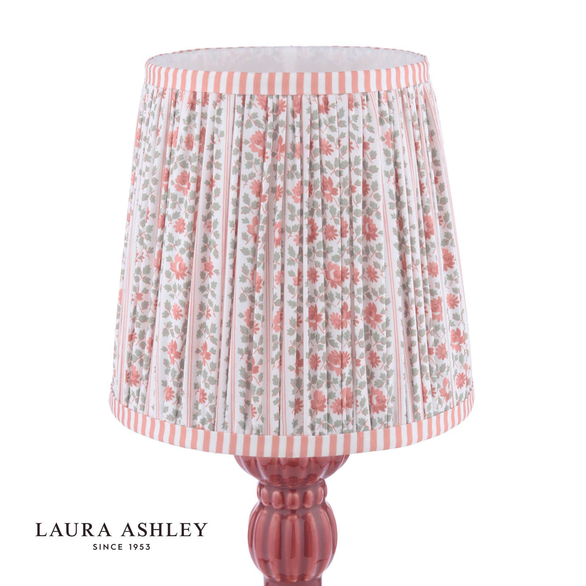 Laura Ashley Kelbrook Table Lamp Red Ceramic and Matt Antique Brass With Shade