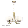 Laura Ashley Southwell 5 Light Armed Pendant Antique Brass and Opal Glass