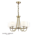Laura Ashley Southwell 5 Light Armed Pendant Antique Brass and Opal Glass