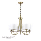 Laura Ashley Southwell 5 Light Armed Pendant Antique Brass and Opal Glass