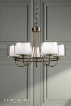 Laura Ashley Southwell 5 Light Armed Pendant Antique Brass and Opal Glass