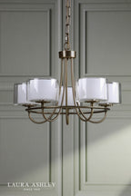 Laura Ashley Southwell 5 Light Armed Pendant Antique Brass and Opal Glass