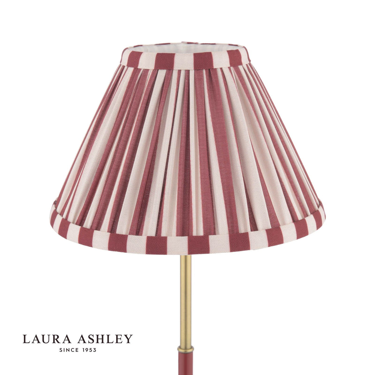 Laura Ashley Denwick Table Lamp Matt Antique Brass and Satin Red With Shade