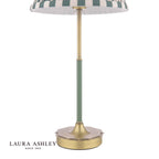 Laura Ashley Denwick Table Lamp Matt Antique Brass and Satin Green With Shade
