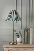 Laura Ashley Denwick Table Lamp Matt Antique Brass and Satin Green With Shade