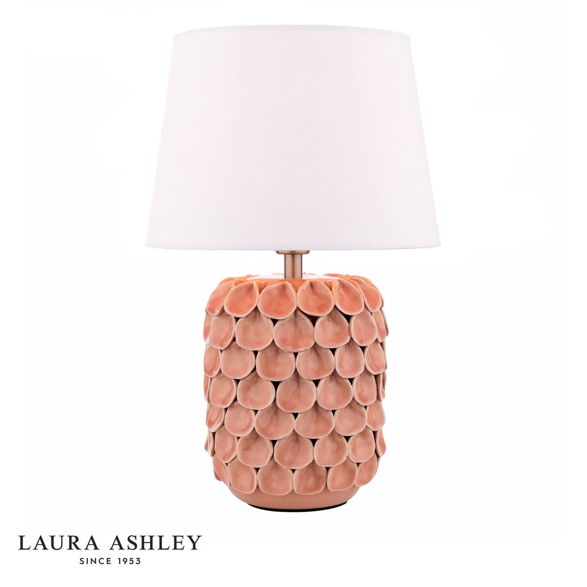 Laura Ashley Marwick Table Lamp Pink Ceramic and Brushed Silver With Shade