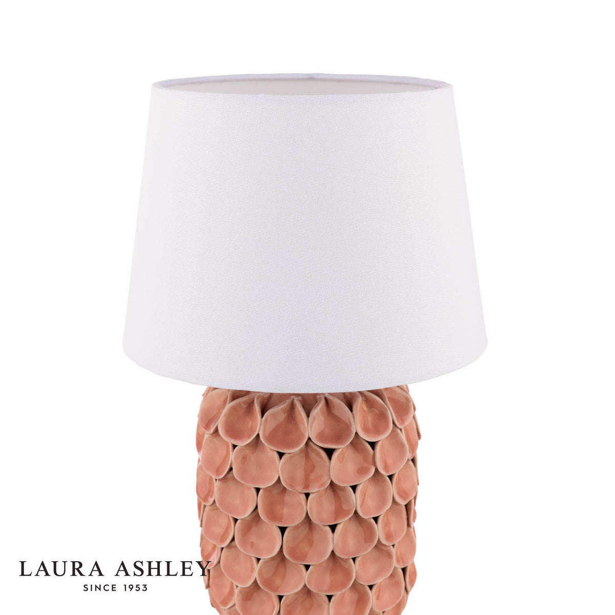 Laura Ashley Marwick Table Lamp Pink Ceramic and Brushed Silver With Shade