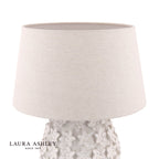 Laura Ashley Ingham Table Lamp White Ceramic and Brushed Silver With Shade