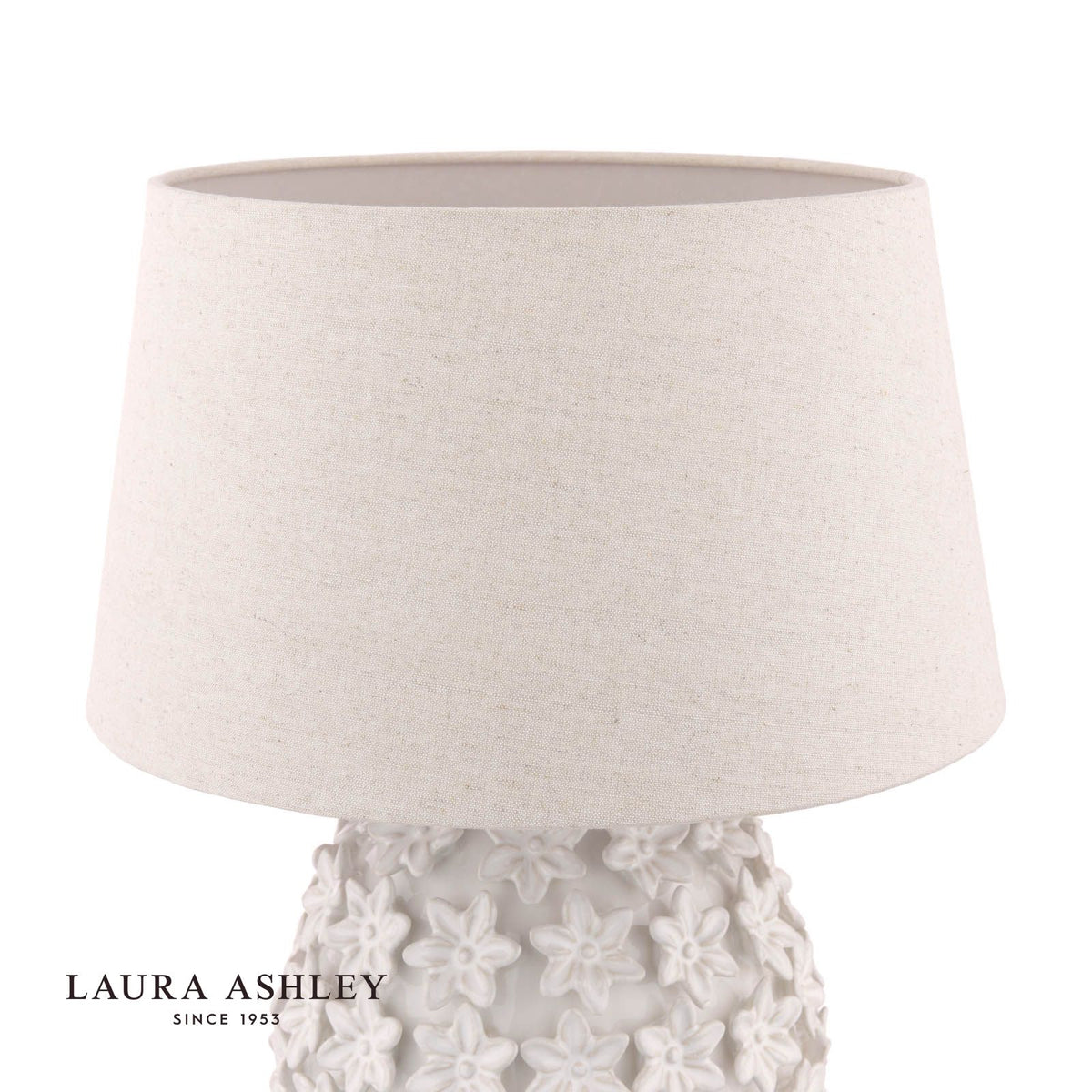Laura Ashley Ingham Table Lamp White Ceramic and Brushed Silver With Shade