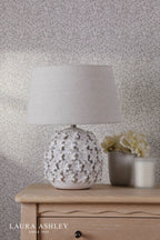 Laura Ashley Ingham Table Lamp White Ceramic and Brushed Silver With Shade