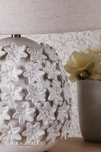 Laura Ashley Ingham Table Lamp White Ceramic and Brushed Silver With Shade