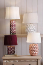 Laura Ashley Ingham Table Lamp White Ceramic and Brushed Silver With Shade
