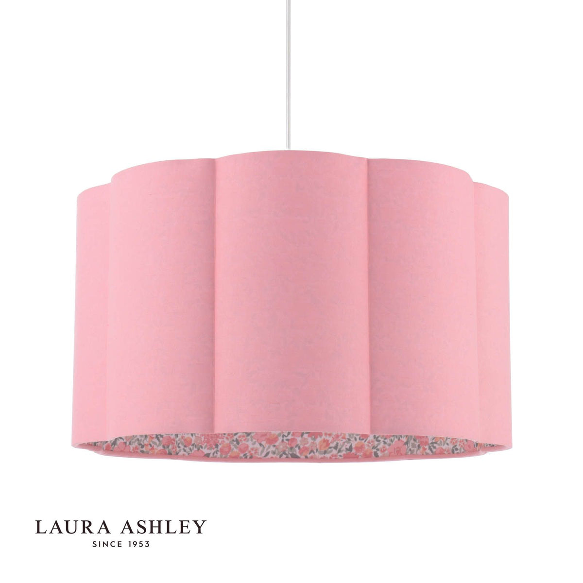 Laura Ashley Loveston Pink Cotton Scalloped Shade 38cm