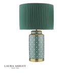 Laura Ashley Knipton Table Lamp Green Ceramic and Antique Brass With Shade