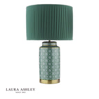 Laura Ashley Knipton Table Lamp Green Ceramic and Antique Brass With Shade
