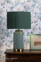 Laura Ashley Knipton Table Lamp Green Ceramic and Antique Brass With Shade