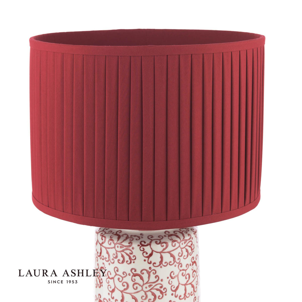 Laura Ashley Knipton Table Lamp Red Ceramic and Antique Brass With Shade