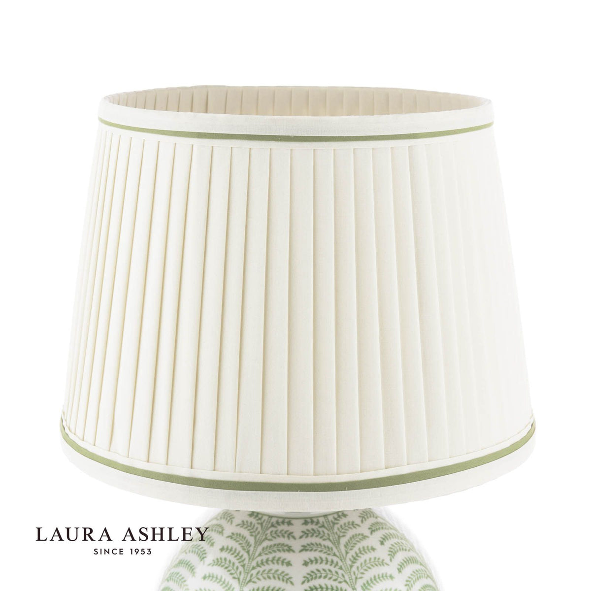 Laura Ashley Stannard Table Lamp Green Ceramic and Polished Chrome With Shade