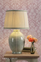 Laura Ashley Stannard Table Lamp Green Ceramic and Polished Chrome With Shade