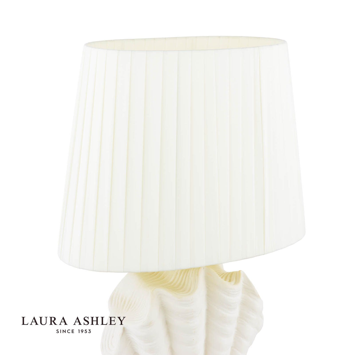 Laura Ashley Shell Table Lamp White Ceramic and Satin Chrome With Shade
