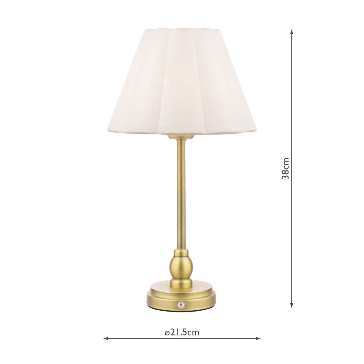 Laura Ashley Erin Rechargeable Table Lamp Matt Antique Brass With Shade LED