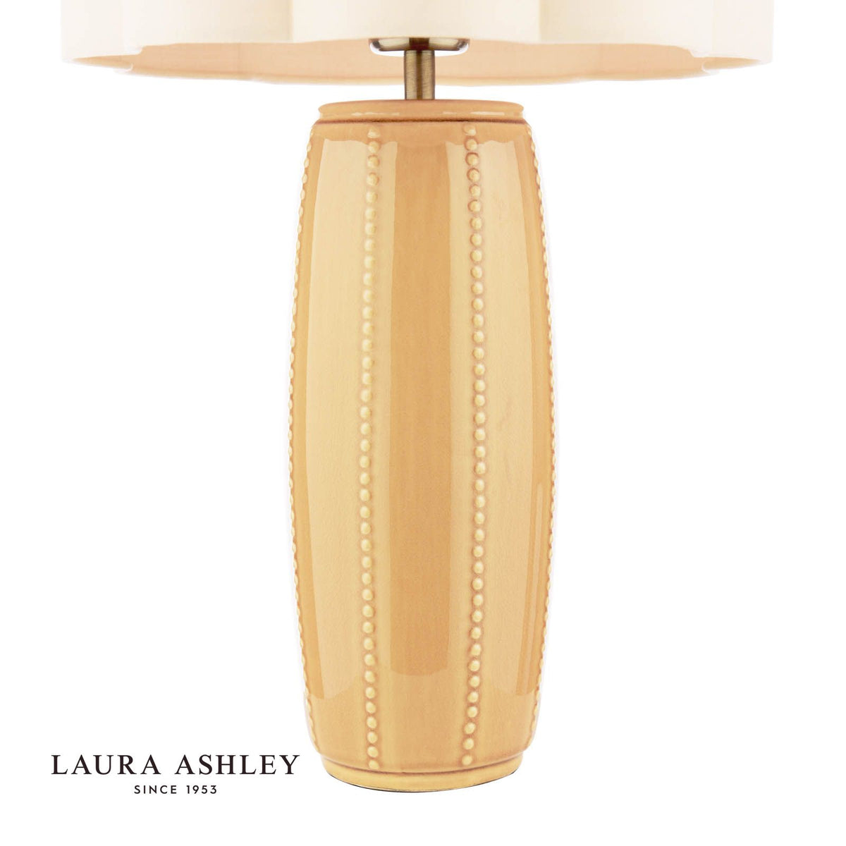 Laura Ashley Littleton Table Lamp Yellow Ceramic and Antique Brass With Shade