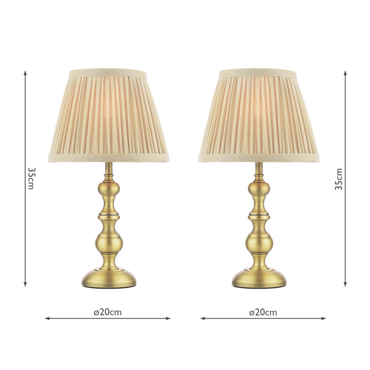 Laura Ashley Ezra Twin Pack Table Lamp Matt Antique Brass With Shade