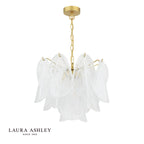 Laura Ashley Stannington 4 Light Pendant Matt Antique Brass and White Glass
