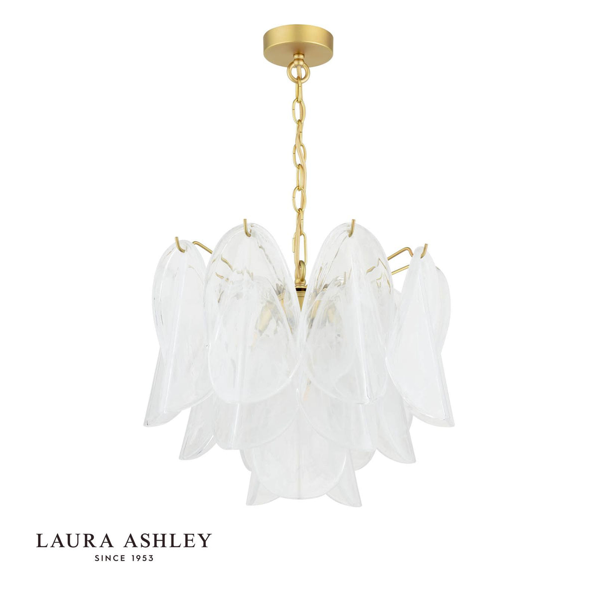 Laura Ashley Stannington 4 Light Pendant Matt Antique Brass and White Glass
