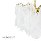 Laura Ashley Stannington 4 Light Pendant Matt Antique Brass and White Glass