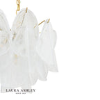 Laura Ashley Stannington 4 Light Pendant Matt Antique Brass and White Glass