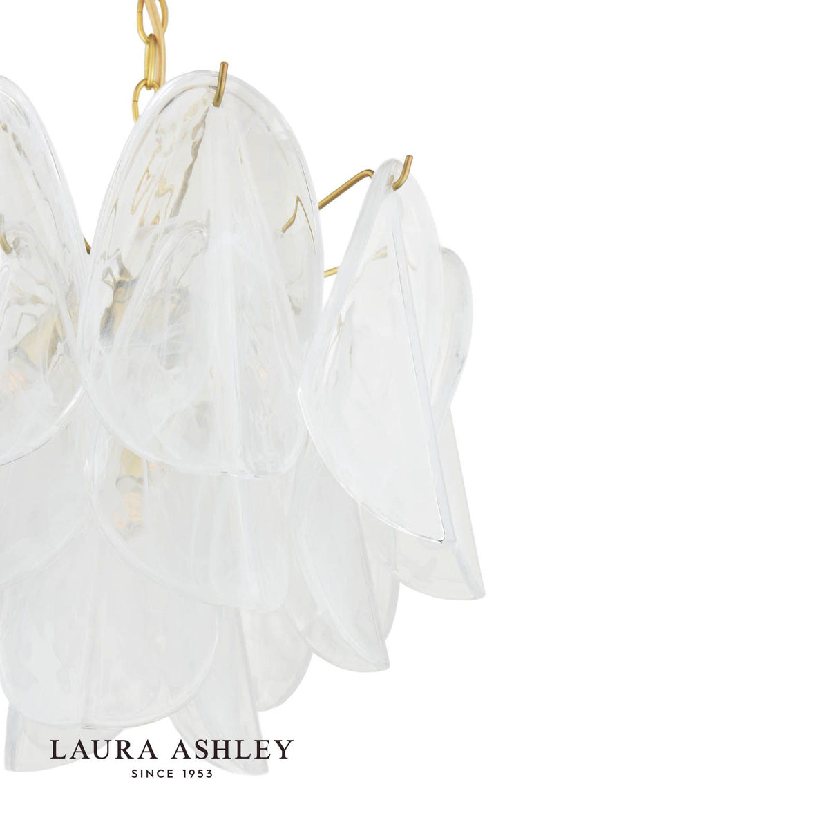 Laura Ashley Stannington 4 Light Pendant Matt Antique Brass and White Glass