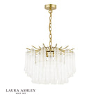 Laura Ashley Penlee 4 Light Pendant Matt Antique Brass and Ribbed Glass