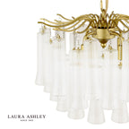 Laura Ashley Penlee 4 Light Pendant Matt Antique Brass and Ribbed Glass