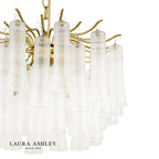 Laura Ashley Penlee 4 Light Pendant Matt Antique Brass and Ribbed Glass