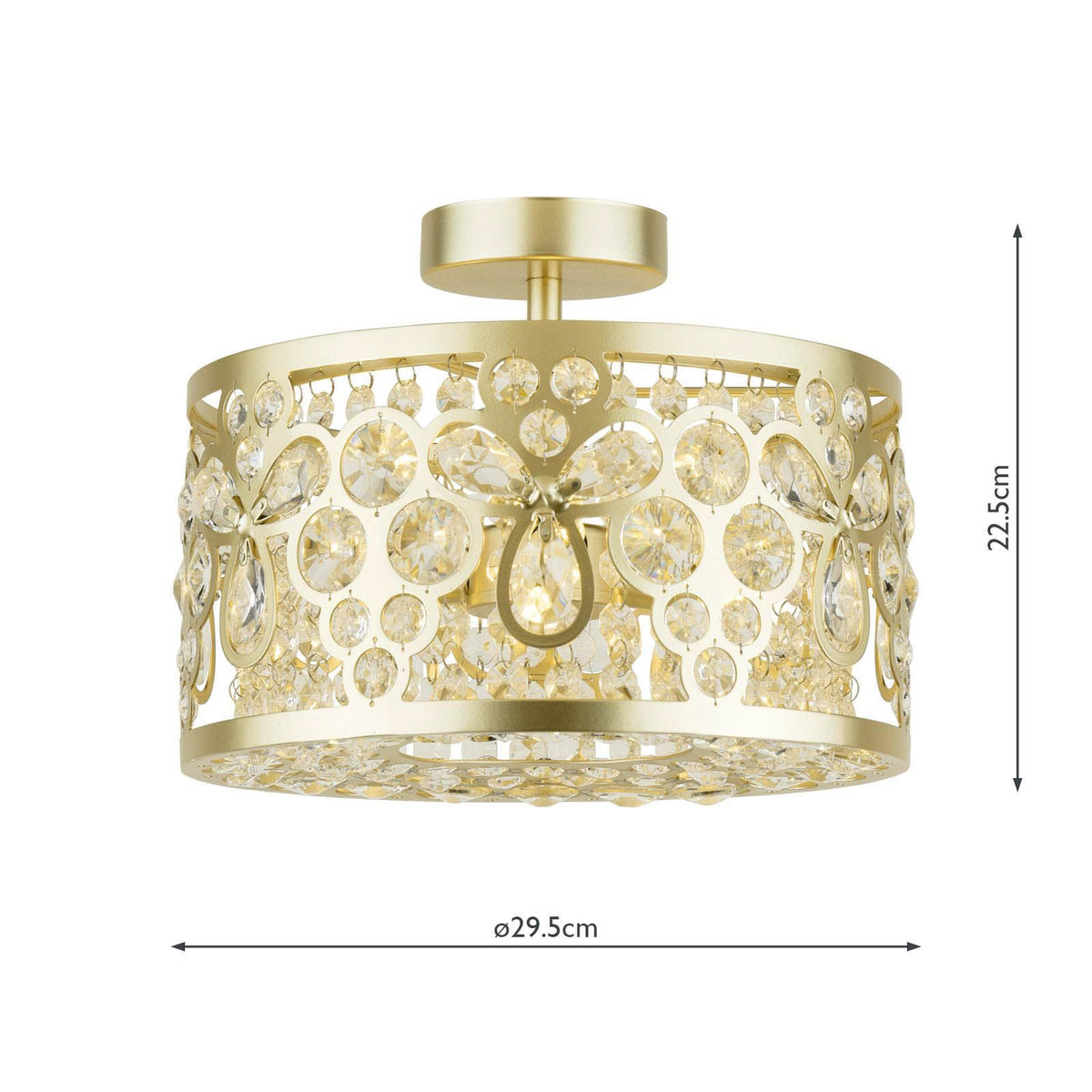 Laura Ashley Tilbrook 3 Light Flush Matt Champagne and Crystal