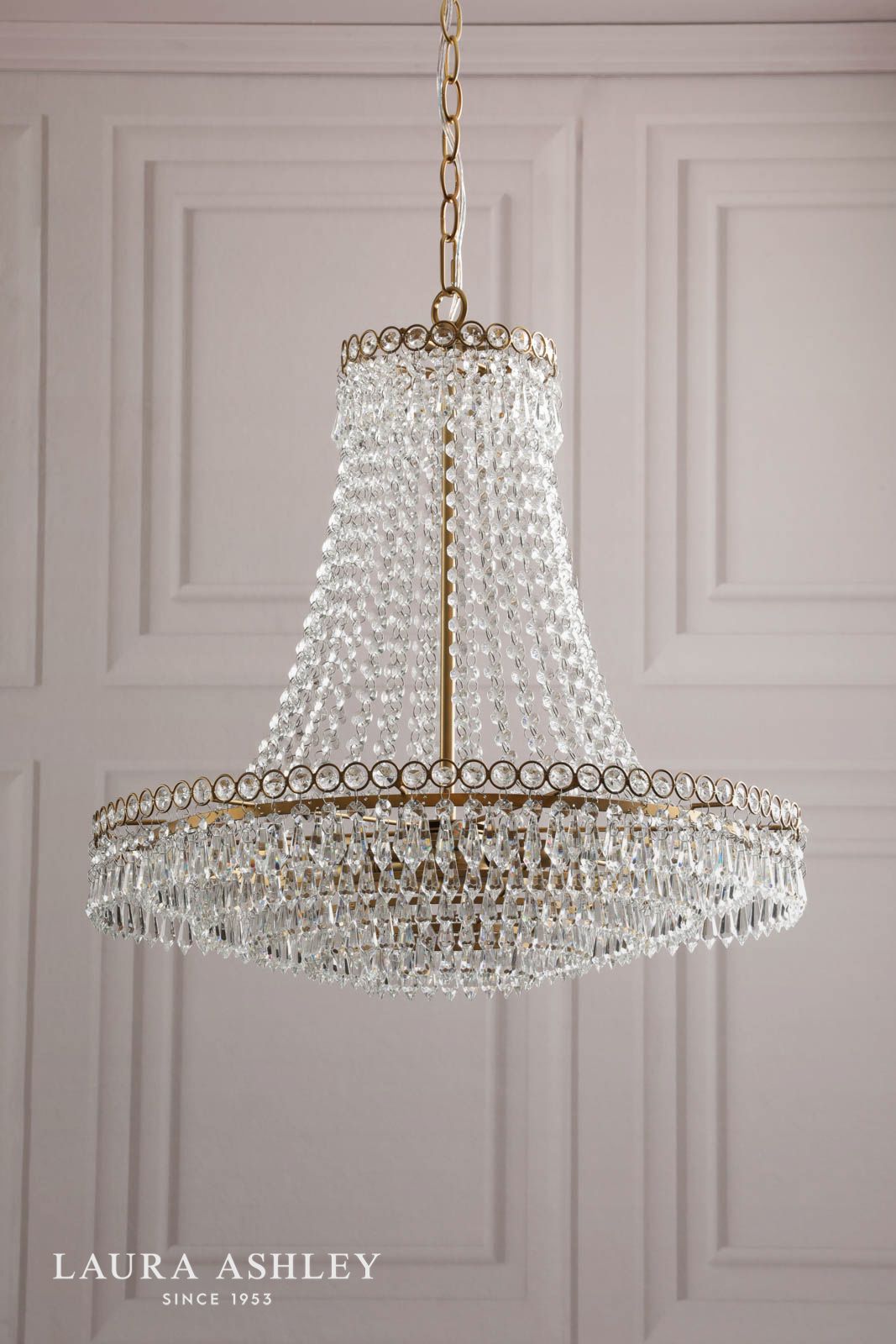 Laura Ashley Enid 5 Light Grande Chandelier Glass and Matt Antique Brass