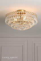 Laura Ashley Enid 5 Light Semi-Flush Faceted Glass and Matt Antique Brass