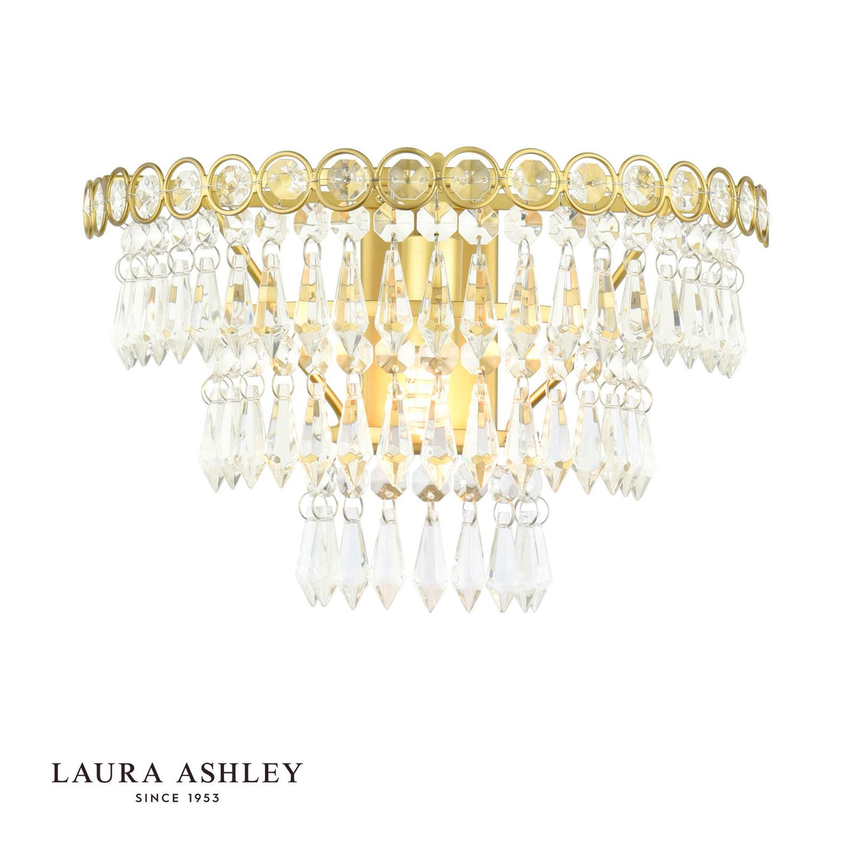 Laura Ashley Enid Wall Light Faceted Glass and Matt Antique Brass