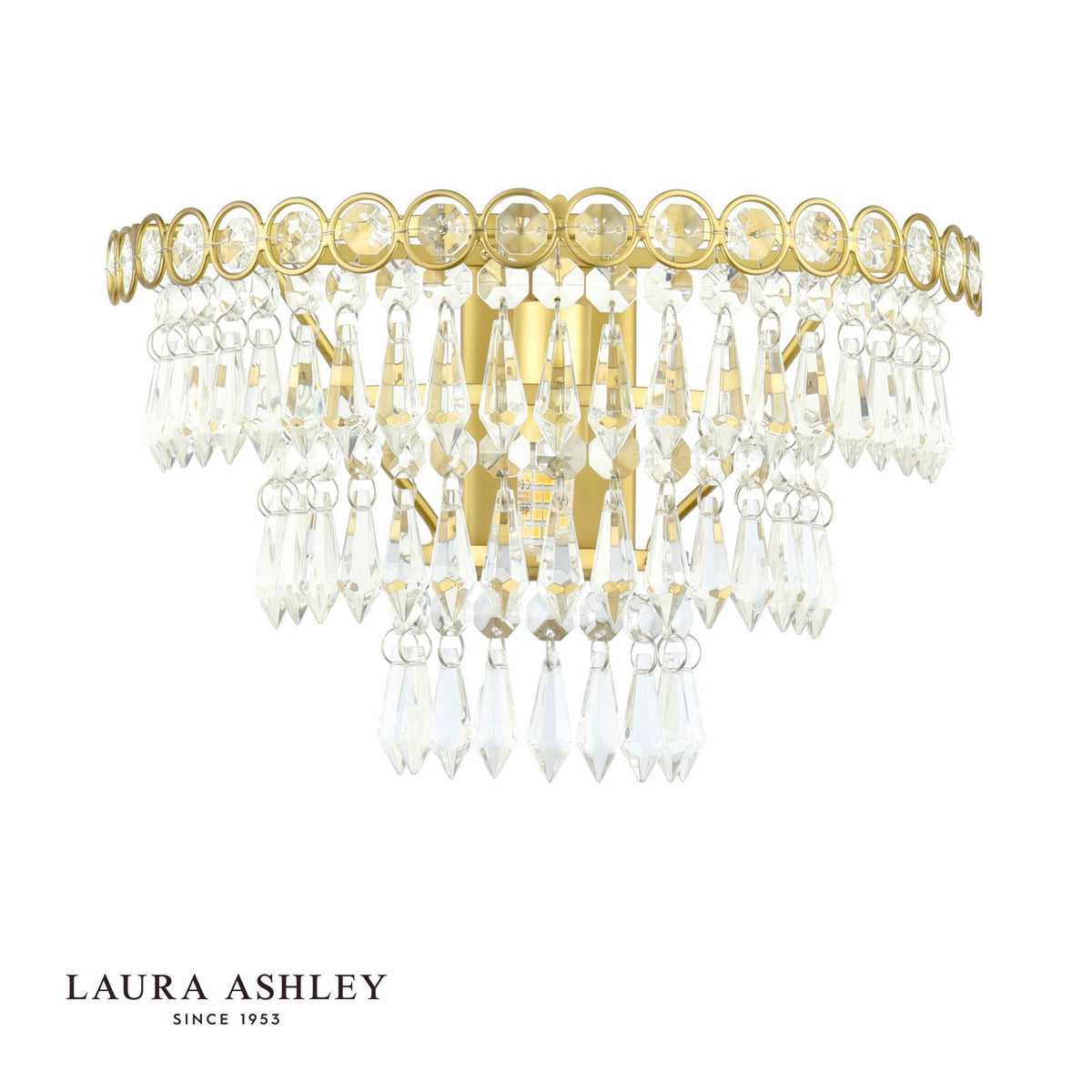 Laura Ashley Enid Wall Light Faceted Glass and Matt Antique Brass