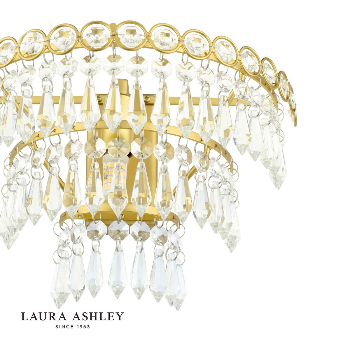 Laura Ashley Enid Wall Light Faceted Glass and Matt Antique Brass