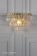 Laura Ashley Enid Wall Light Faceted Glass and Matt Antique Brass