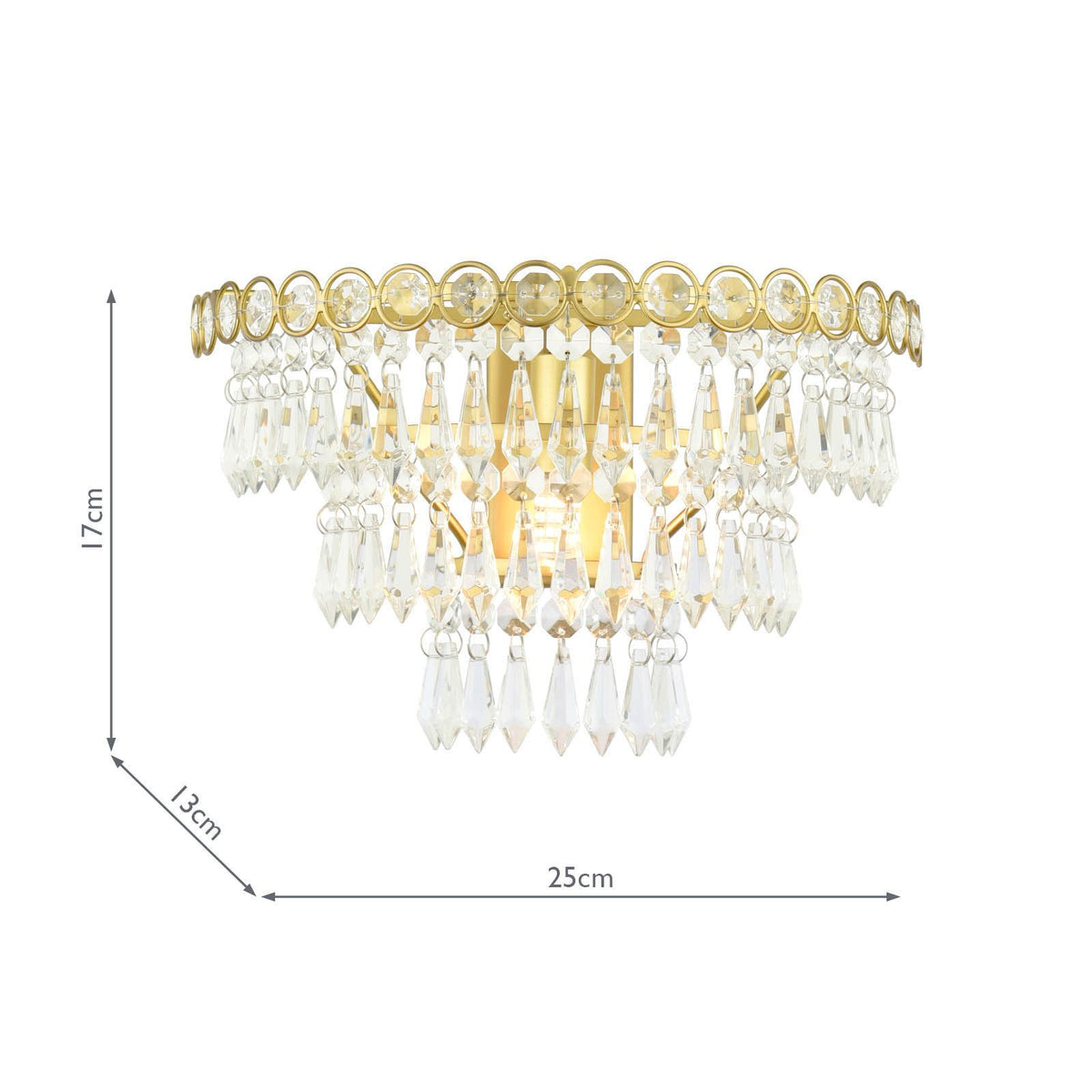 Laura Ashley Enid Wall Light Faceted Glass and Matt Antique Brass