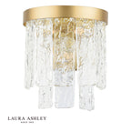 Laura Ashley Durnsford Wall Light Matt Antique Brass and Textured Glass