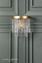 Laura Ashley Durnsford Wall Light Matt Antique Brass and Textured Glass
