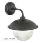 Laura Ashley Hatton Outdoor Wall Light Matt Black and Ribbed Glass IP44