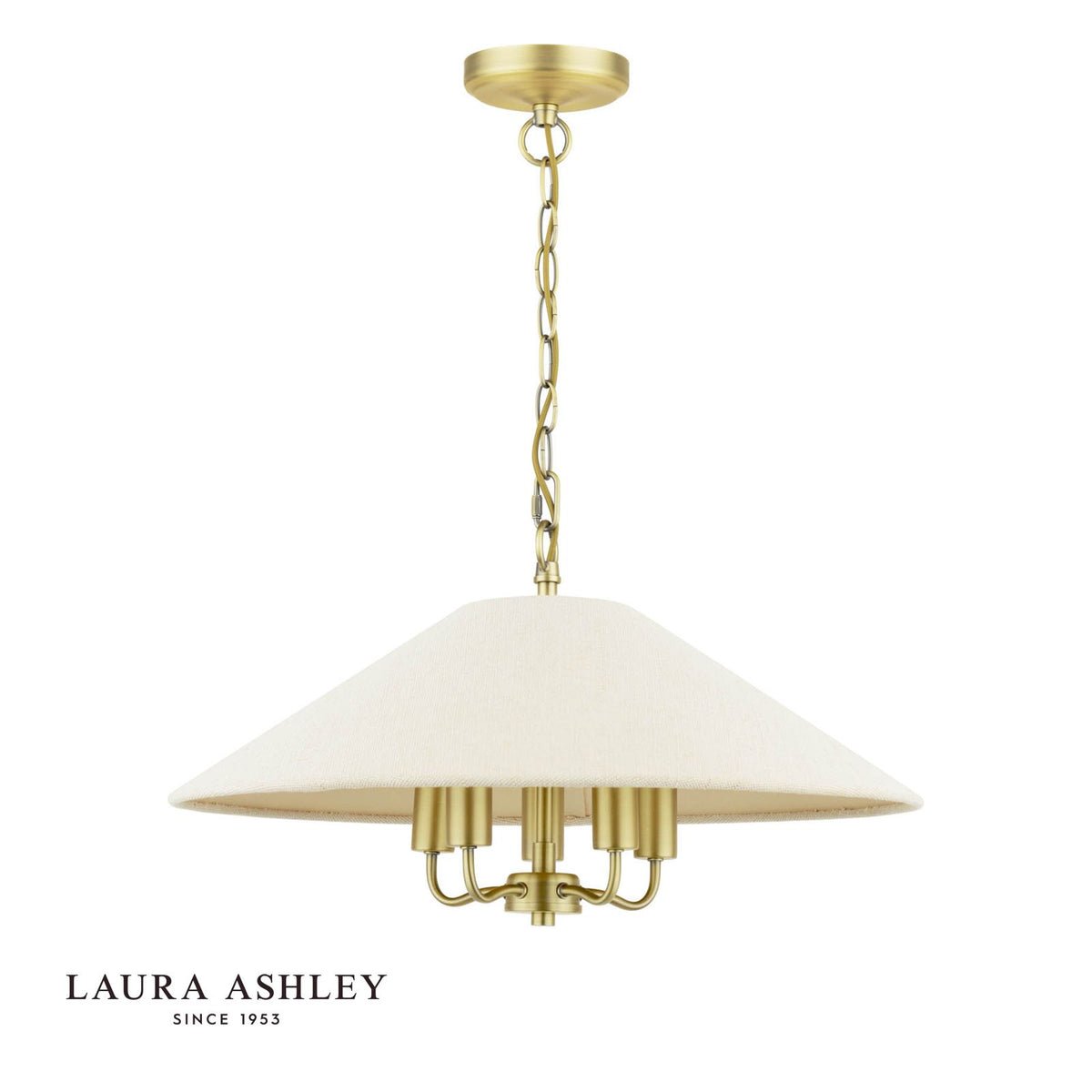 Laura Ashley Harland 5 Light Pendant Matt Antique Brass With Shade