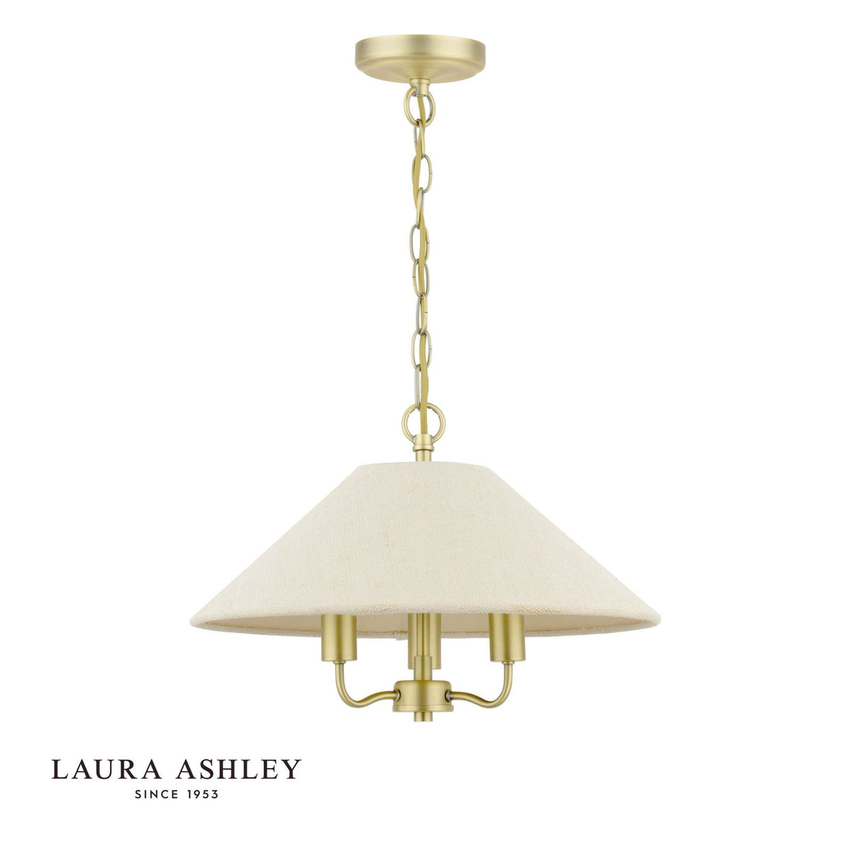 Laura Ashley Harland 3 Light Pendant Matt Antique Brass With Shade