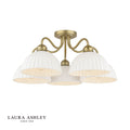 Laura Ashley Durford 5 Light Semi-Flush Matt Antique Brass and White Ceramic
