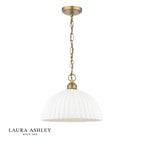 Laura Ashley Durford Large Pendant Matt Antique Brass and White
